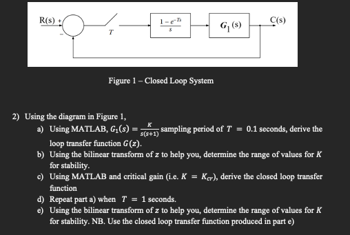 Figure 1 - ﻿Closed Loop SystemUsing the diagram in | Chegg.com
