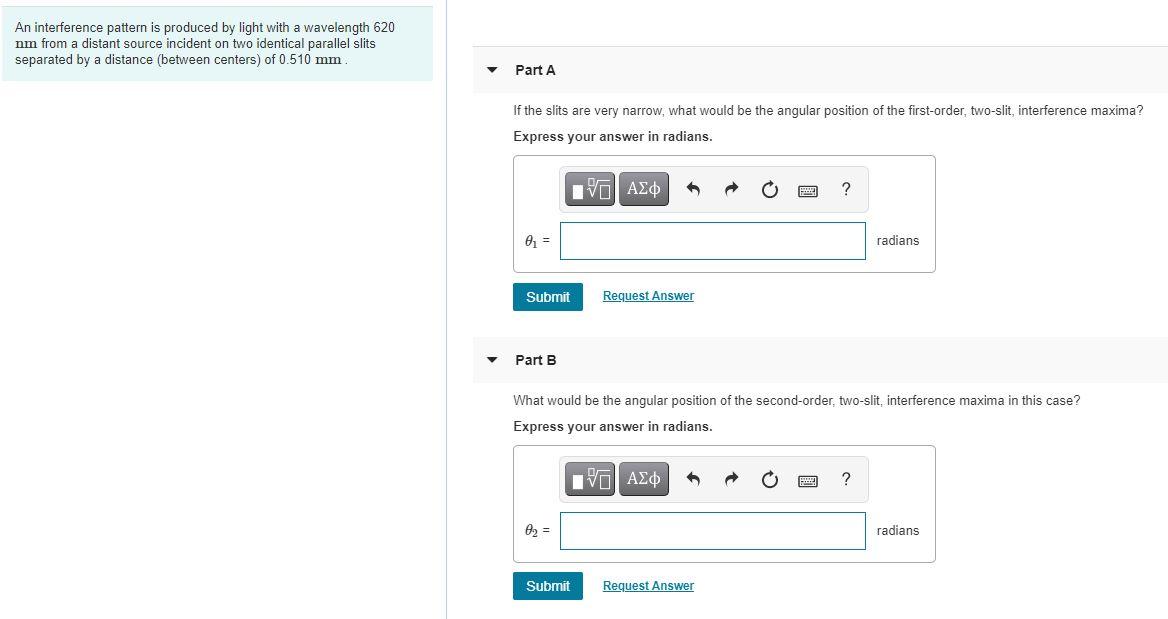 Solved An interference pattern is produced by light with a | Chegg.com