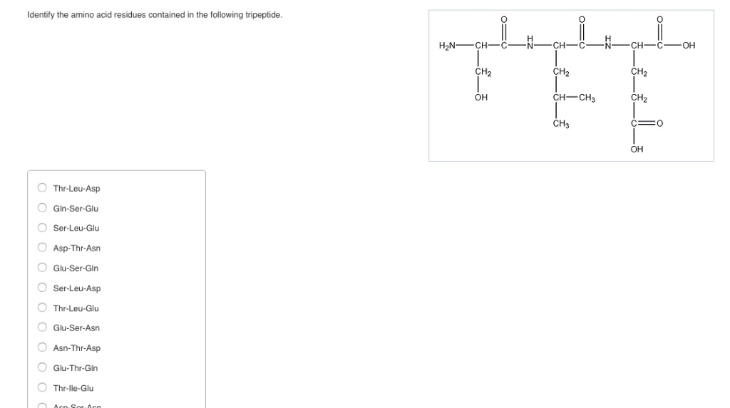 Solved Identify the amino acid residues contained in the | Chegg.com
