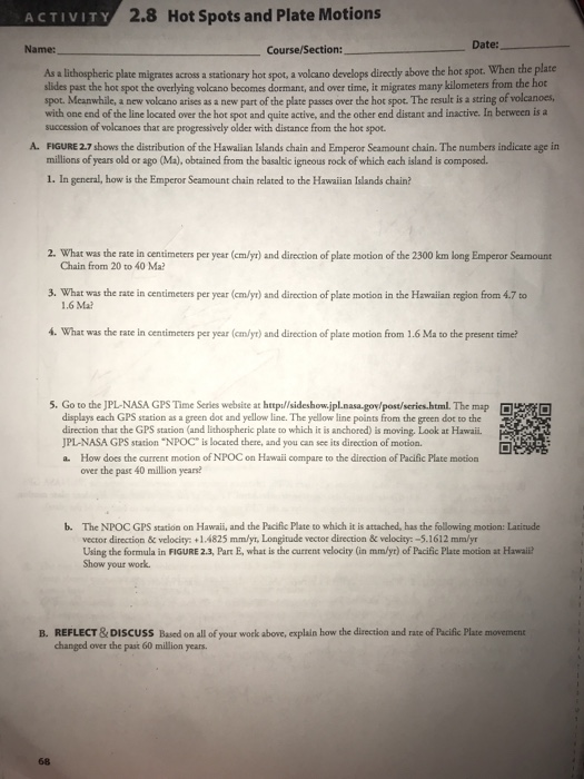 A CTIVITY 2.8 Hot Spots and Plate Motions Date
