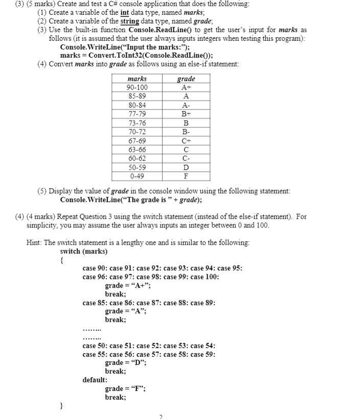 Solved B (3) (5 marks) Create and test a C# console | Chegg.com