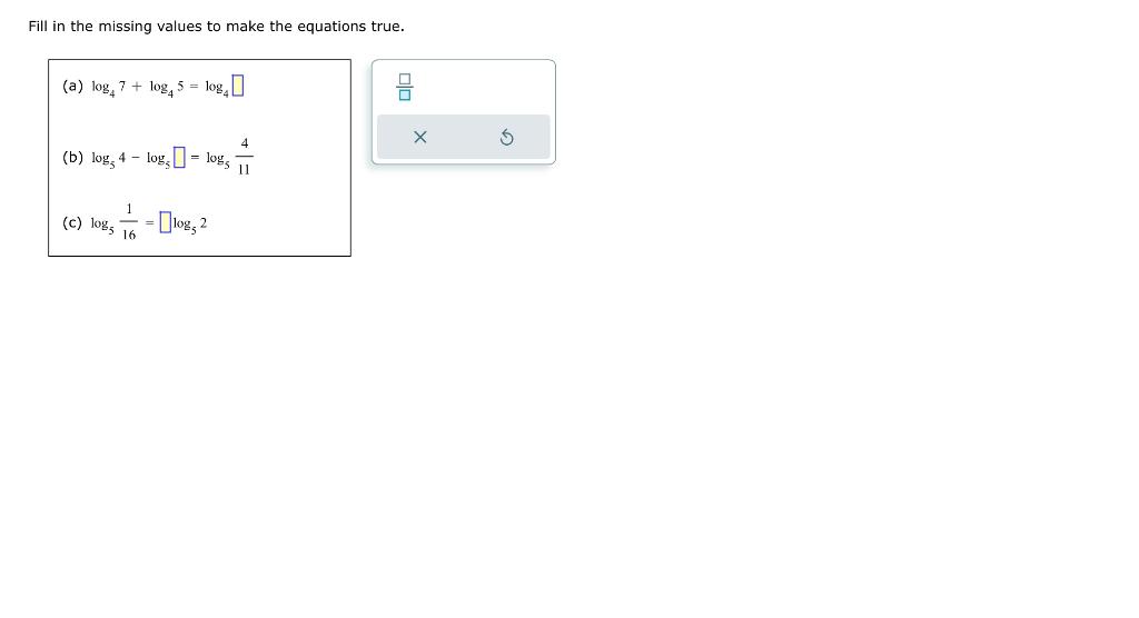 Solved Fill in the missing values to make the equations | Chegg.com