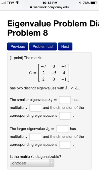 Solved aill 10:13 PM 을 webwork.ccny.cuny.edu 76% TFW | Chegg.com