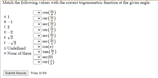 Solved Match the following values with the correct | Chegg.com