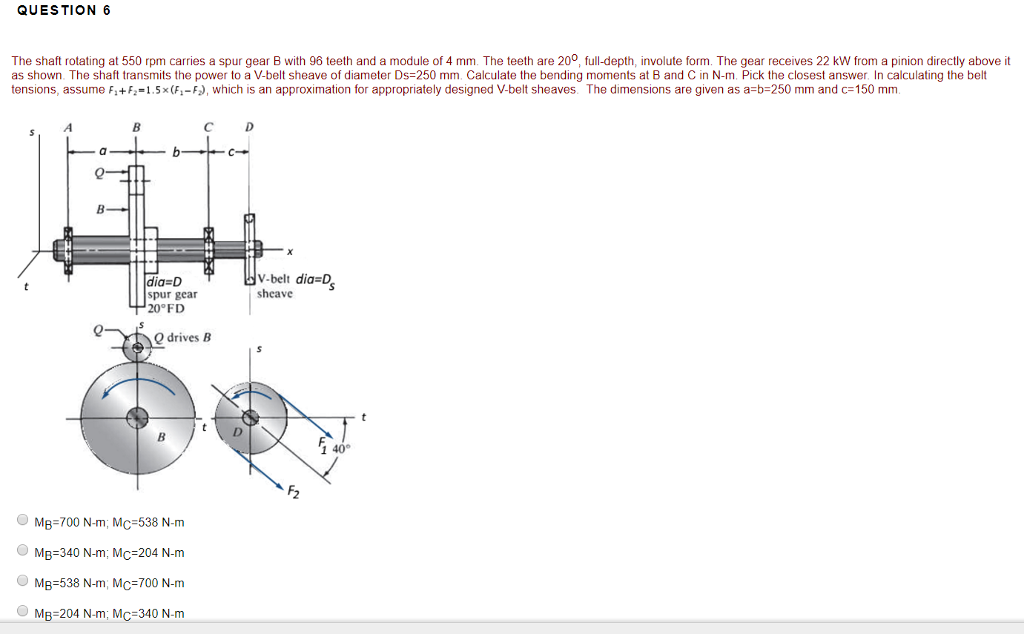 Solved The shaft rotating at 550 rpm carries a spur gear B