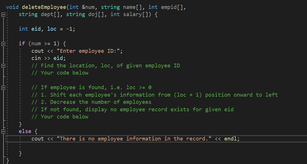 Solved upadateEmployee Function- In C++ I need this function | Chegg.com