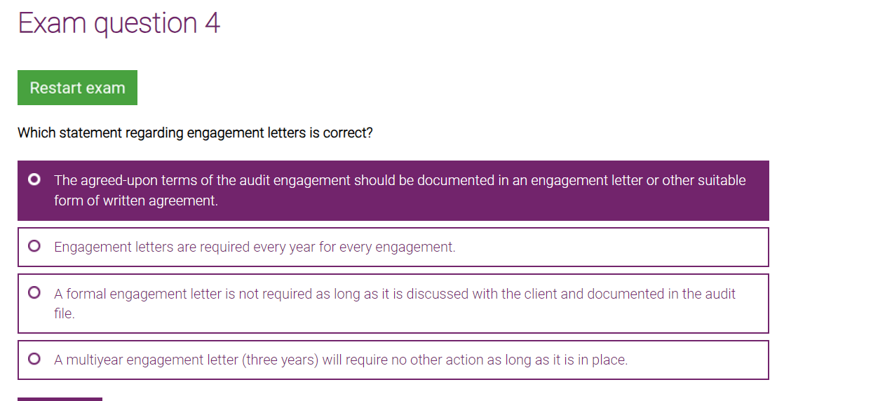 Solved Which Statement Regarding Engagement Letters Is | Chegg.com