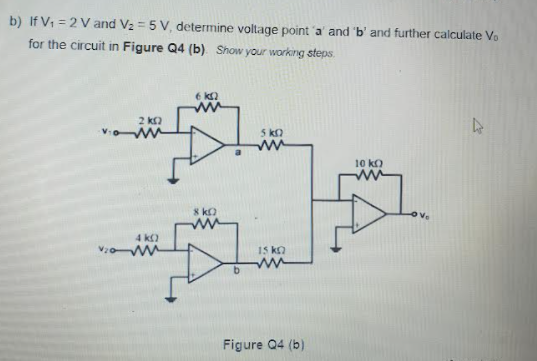 Solved B) If V1 = 2 V And V2 = 5 V, Determine Voltage Point | Chegg.com