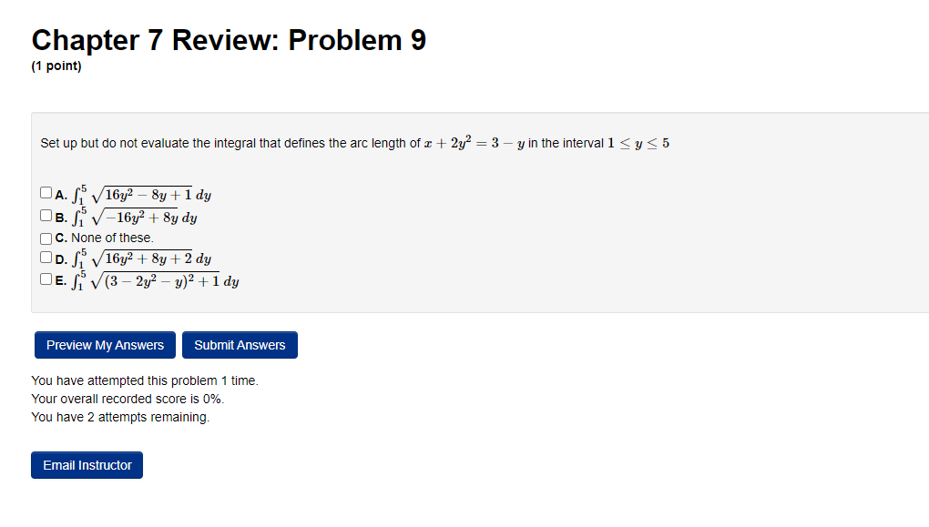 Solved Chapter 7 Review: Problem 9 (1 point) Set up but do | Chegg.com