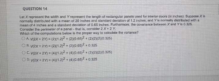 Solved Let X represent the width and Y represent the length | Chegg.com