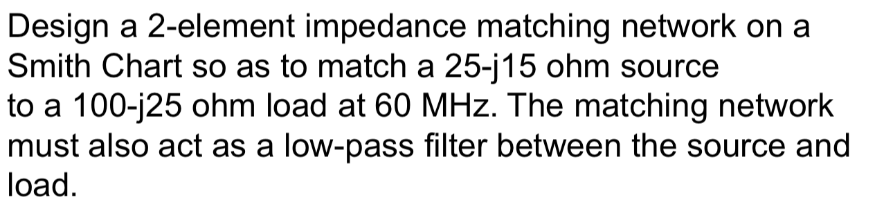 Solved Design A 2-element Impedance Matching Network On A | Chegg.com