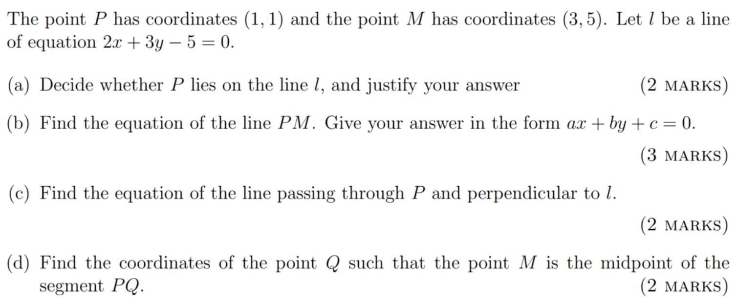 Solved a The point P has coordinates (1,1) and the point M | Chegg.com