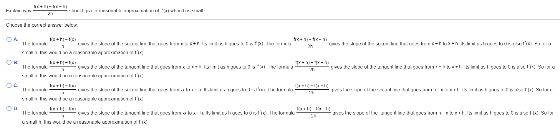 Solved F X H F X H Explain Why Should Give A Reasonabl Chegg Com