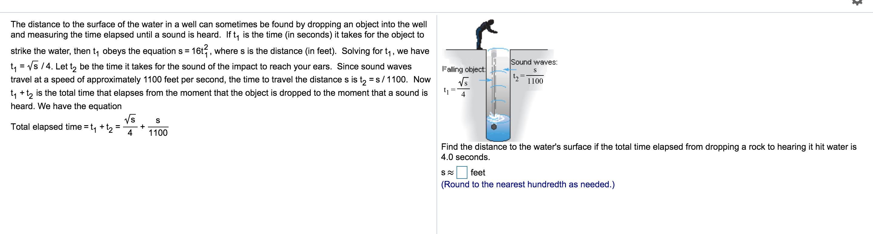 Solved The distance to the surface of the water in a well | Chegg.com