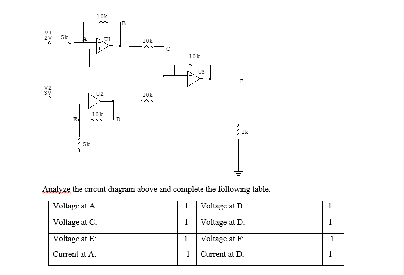 Solved 10k B B 24 2 sk 5k Ul 10k С 10k U3 F V2 3V U2 + 10k | Chegg.com