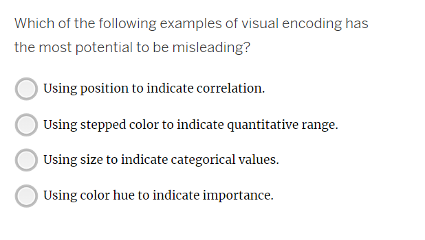 Solved Which of the following examples of visual encoding | Chegg.com