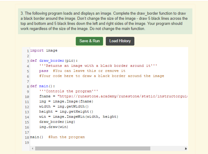 The following program loads and displays an image. | Chegg.com