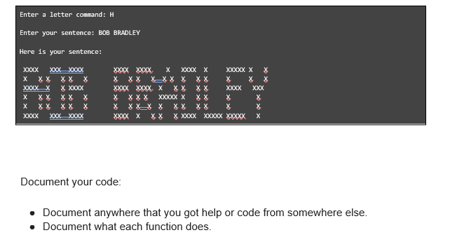 Solved Menu Driven Banner Printer - Project 2c You need to | Chegg.com