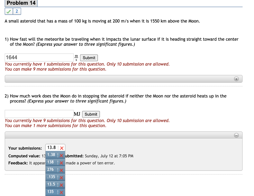 Solved I cannot figure out number 2? I tried 135 and 138 by | Chegg.com