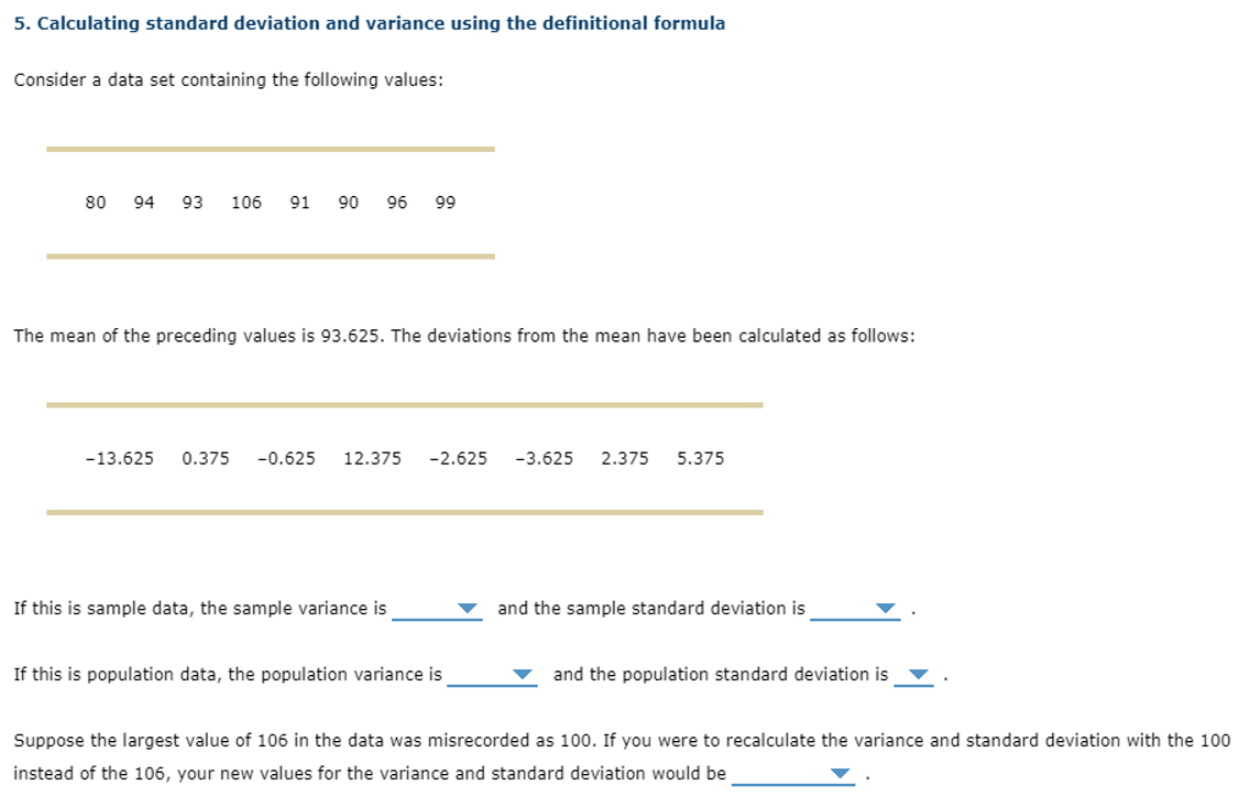 Solved Calculating standard deviation and variance using the | Chegg.com