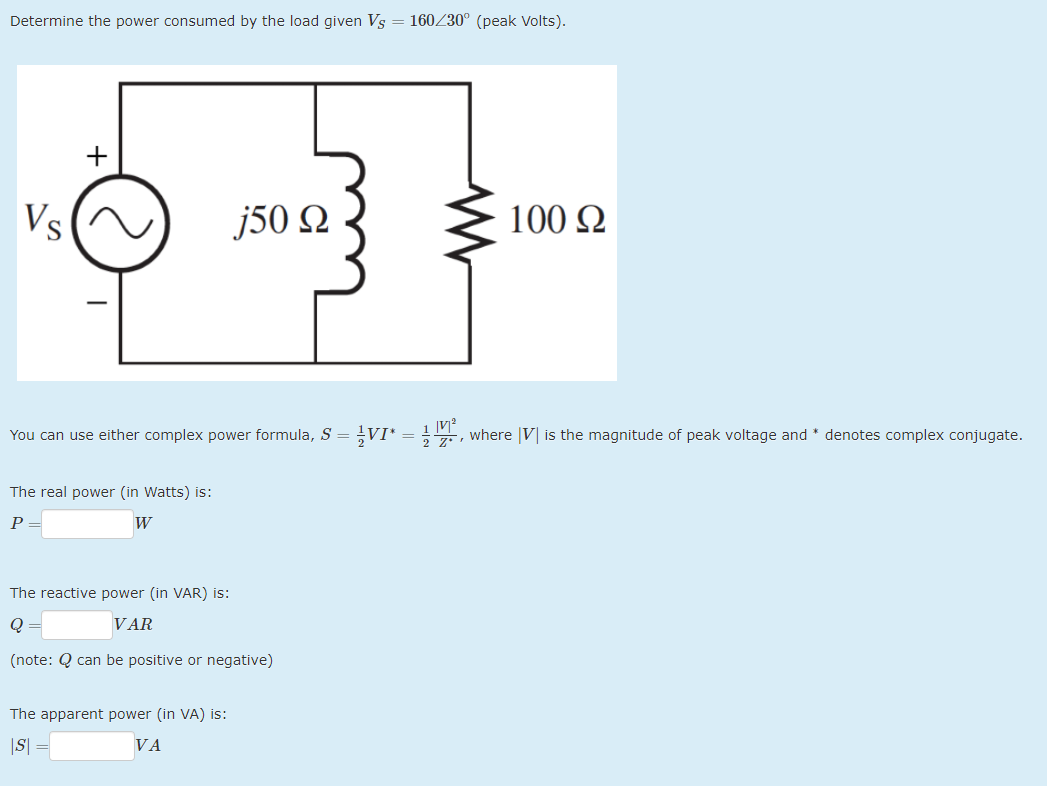 Solved Determine The Power Consumed By The Load Given | Chegg.com