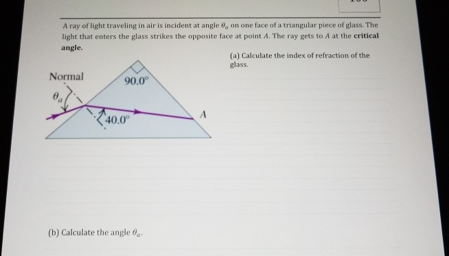 Solved A ray of light traveling in air is incident at angle | Chegg.com