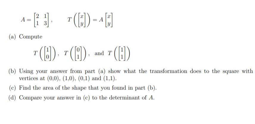 Solved (a) Compute T(W). т (11), and T(BI) (b) Using your | Chegg.com