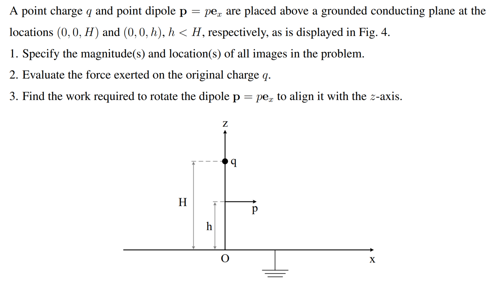 Solved A point charge q and point dipole p = pe, are placed | Chegg.com