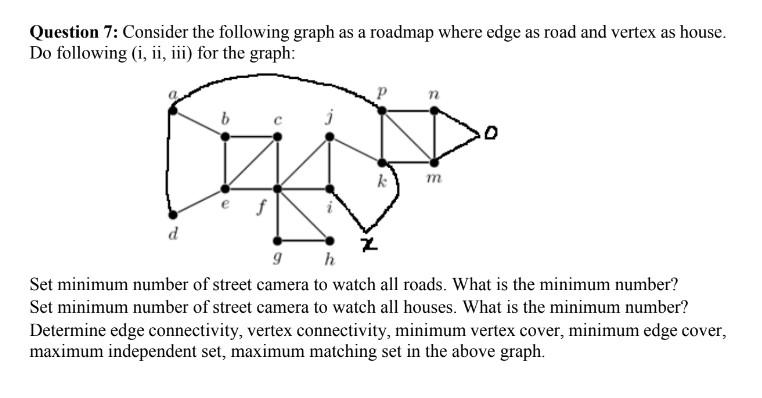 Solved Question 7: Consider the following graph as a roadmap | Chegg.com