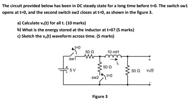 Solved The circuit provided below has been in DC steady | Chegg.com