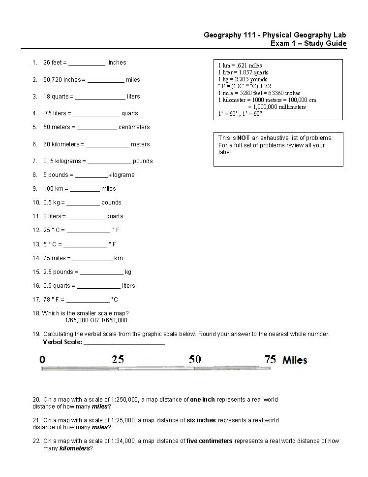 Solved Geography 111 Physical Geography Lab Exam 1 Study