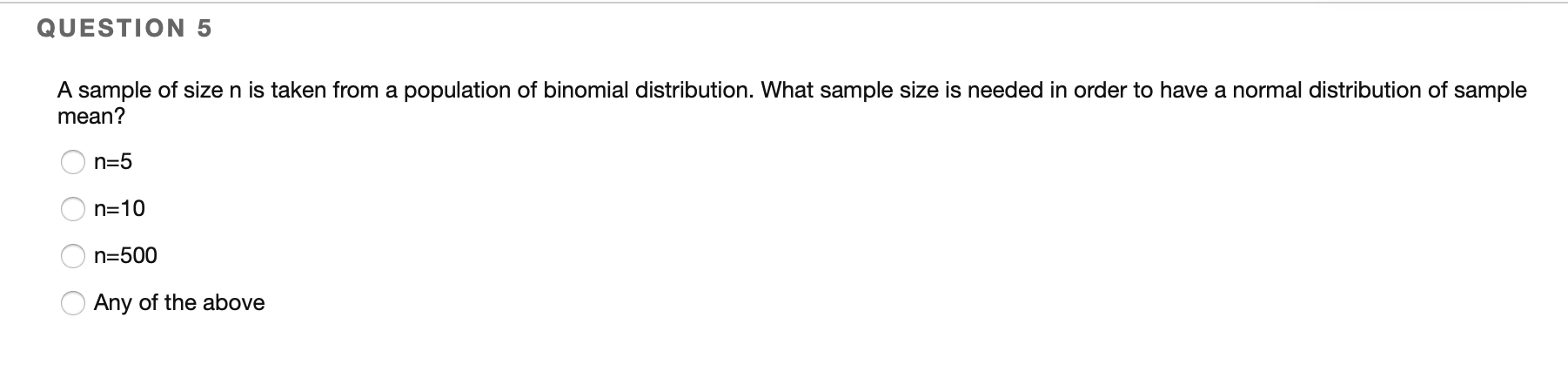 Solved QUESTION 5 A sample of size n is taken from a | Chegg.com
