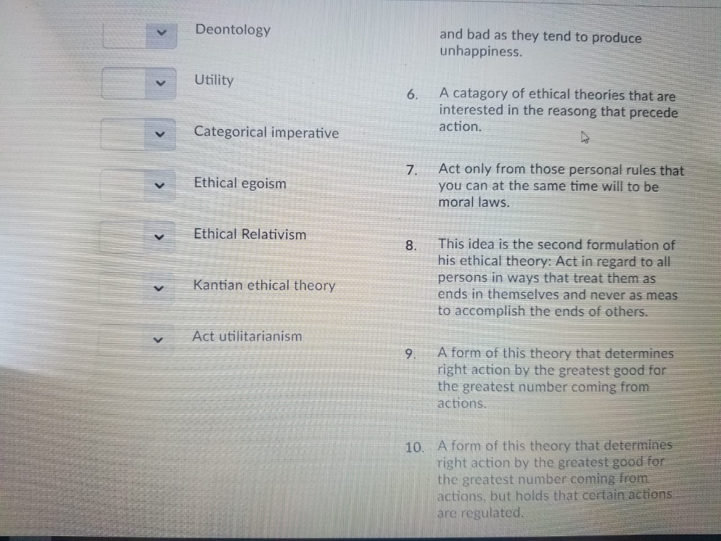 Solved Deontology and bad as they tend to produce | Chegg.com