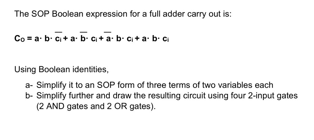 Solved The SOP Boolean Expression For A Full Adder Carry Out | Chegg.com