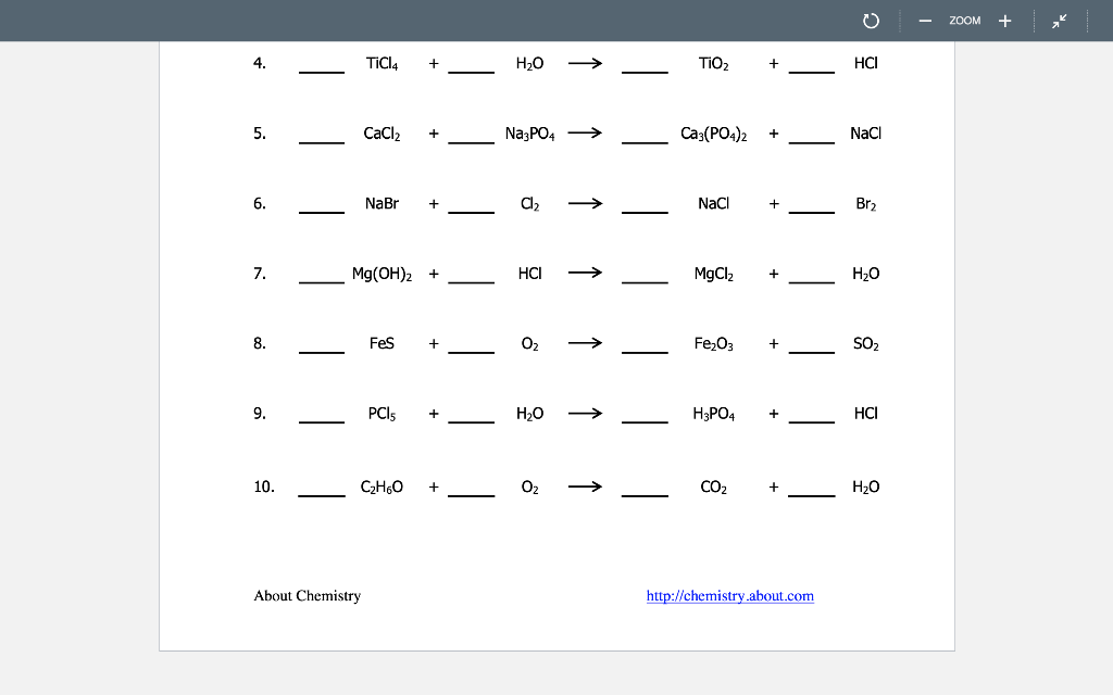 Solved 0 - ZOOM + L || TiCl4 + + H20 TiO2 + + Ca3(PO4)2 + | | Chegg.com