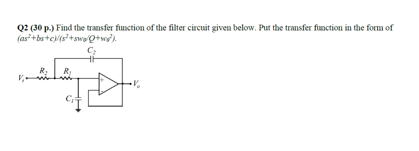 Solved Q2 (30 p.) Find the transfer function of the filter | Chegg.com