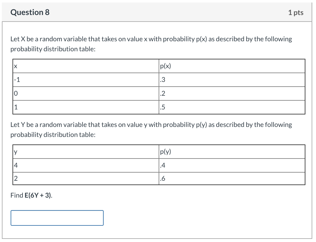 Solved Question 7 1 pts Let X be a random variable that | Chegg.com