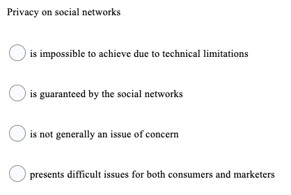 Solved Privacy on social networks is impossible to achieve | Chegg.com