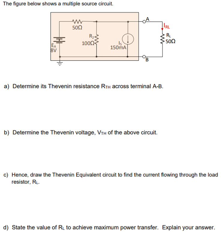 Solved The figure below shows a multiple source circuit. IRL | Chegg.com