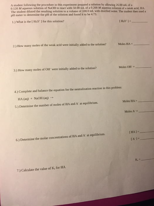Solved A student following the procedure in this experiment | Chegg.com