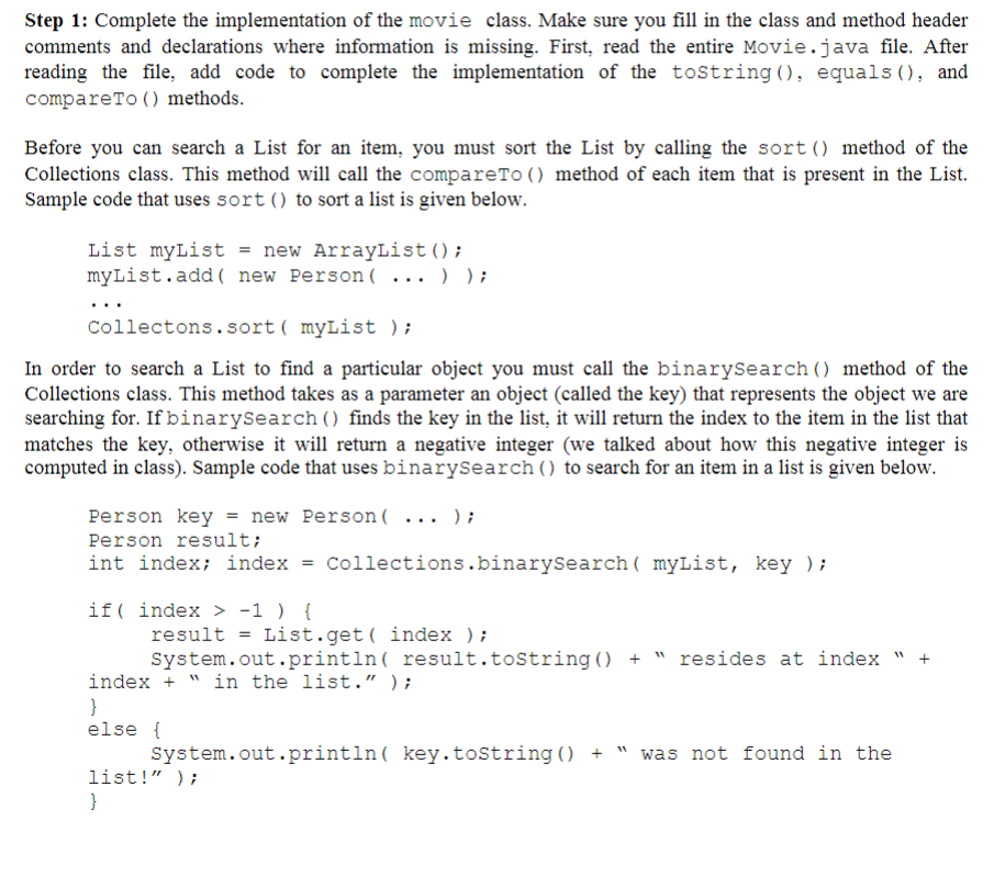 Solved Step 1 Complete The Implementation Of The Movie Chegg Solved Step 1 Complete The Implementation Of The Movie Chegg