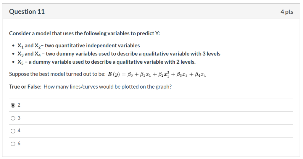 Solved Question 11 4 Pts Consider A Model That Uses The | Chegg.com