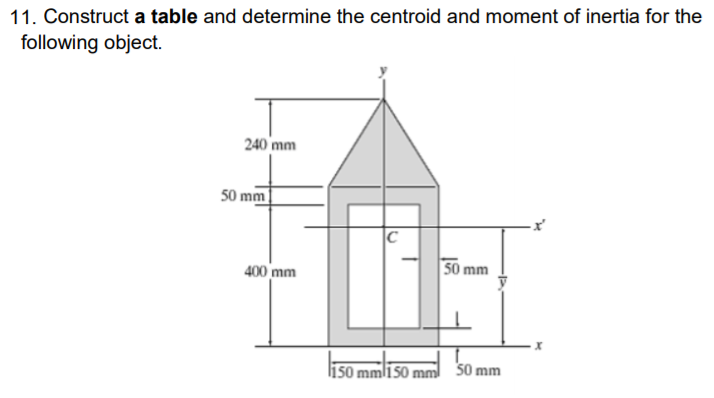 Solved 11. Construct a table and determine the centroid and | Chegg.com