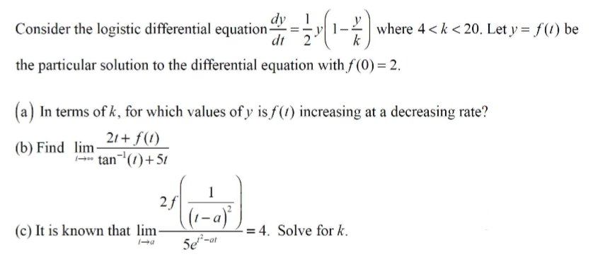 Solved Consider the logistic differential equation | Chegg.com
