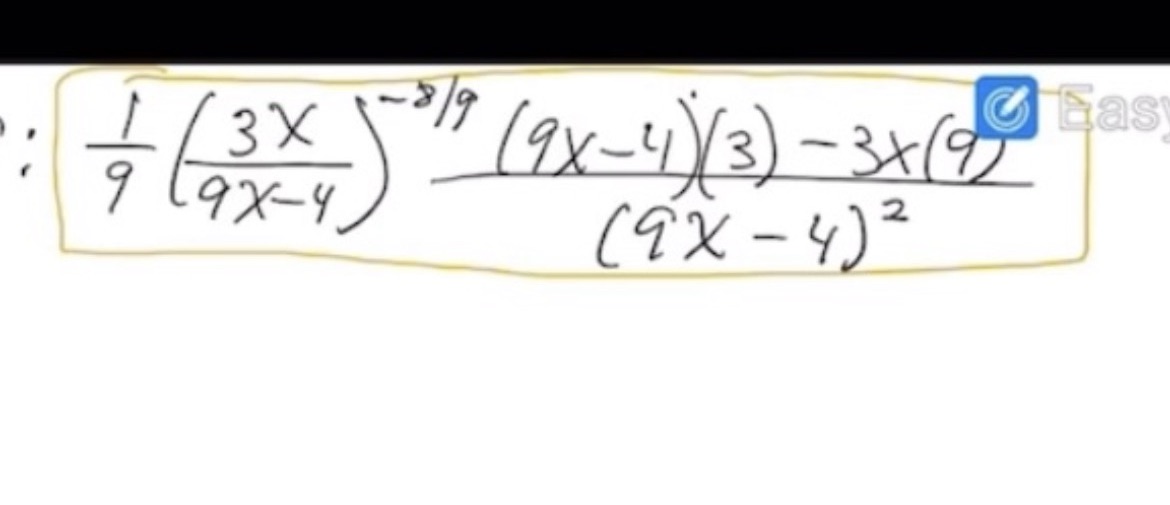 Solved 91(9x−43x)−8/9(9x−4)2(9x−4)(3)−3x(9) | Chegg.com