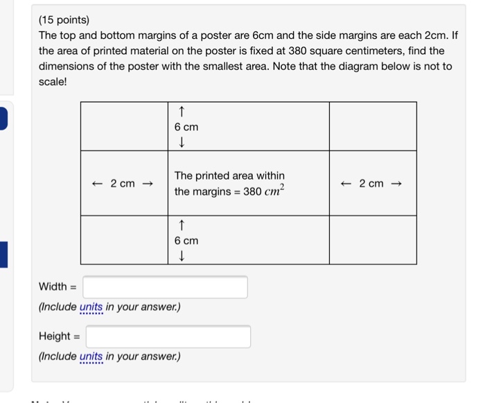 Solved (15 points) The top and bottom margins of a poster