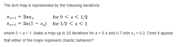Solved The tent map is represented by the following | Chegg.com