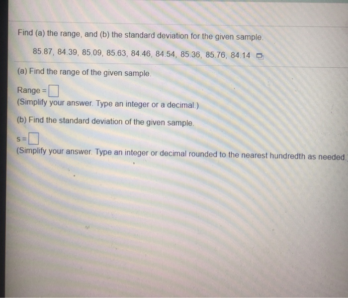 Solved Find (a) The Range, And (b) The Standard Deviation | Chegg.com