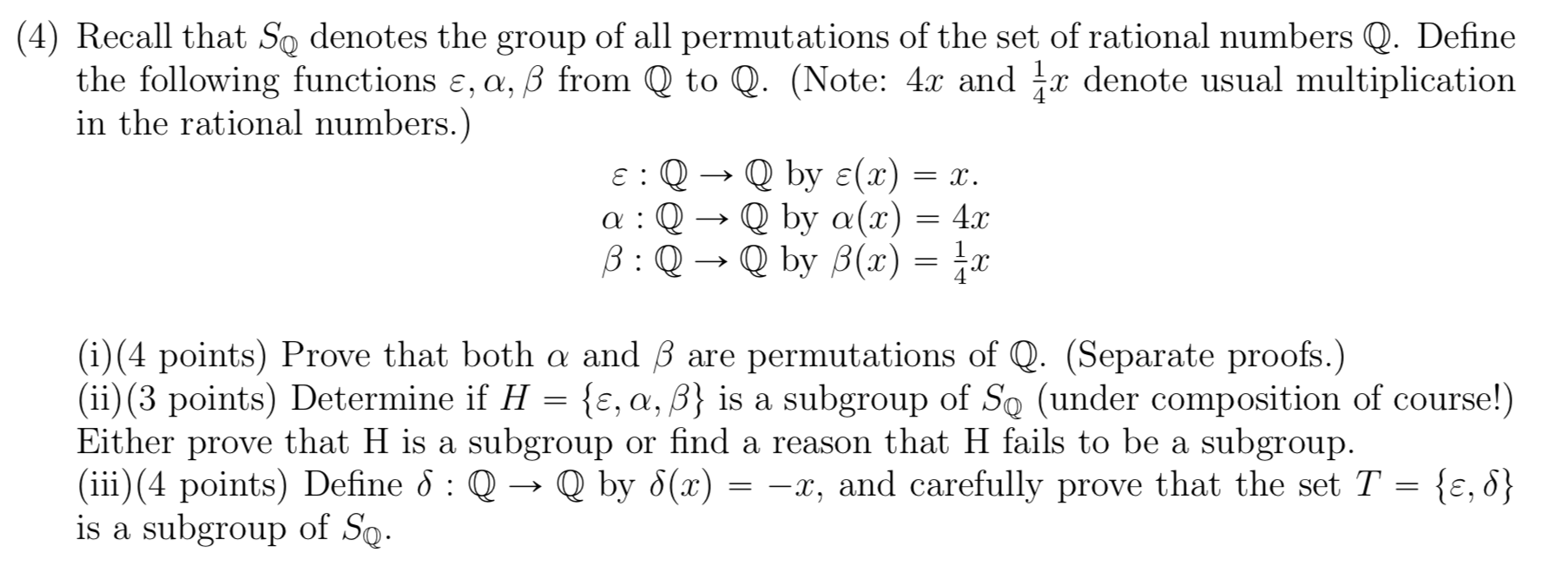 Solved 4 Recall That Se Denotes The Group Of All Permut Chegg Com