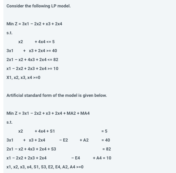 Solved Consider The Following Lp Model Min Z 3x1 2x2